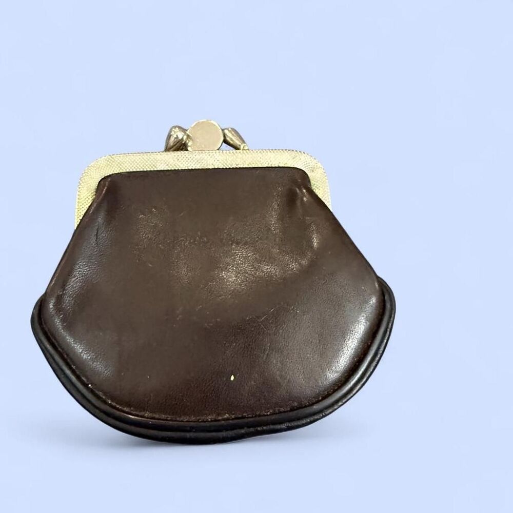 Vintage - Dark Brown Kiss Lock Coin Purse, Well Loved